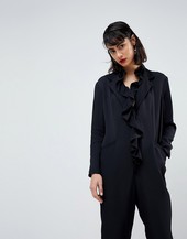 Asos White Frill Jumpsuit-black